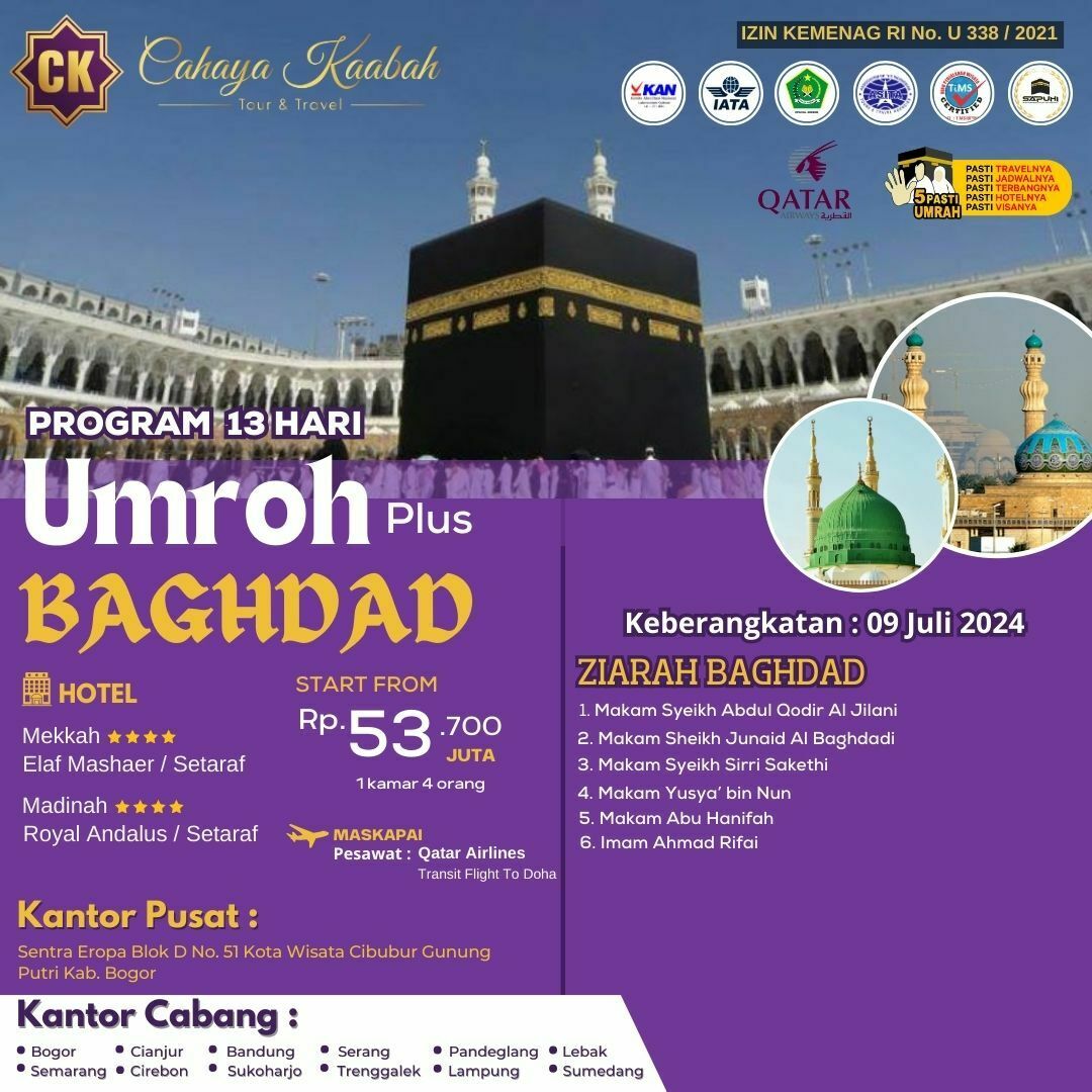 UMROH PLUS BAGHDAD DI CIANJUR | RP. 53.700.000 | HUB : 0813 9809 5482 (Customer Service) UMROH PLUS BAGHDAD DI CIANJUR | RP. 53.700.000 | HUB : 0813 9809 5482 (Customer Service)