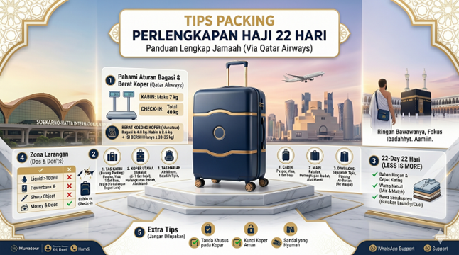 Tips Packing Bagasi Jamaah Haji Munatour 22 Hari: Panduan Lengkap Anti-Ribet & Sesuai Aturan Maskapai