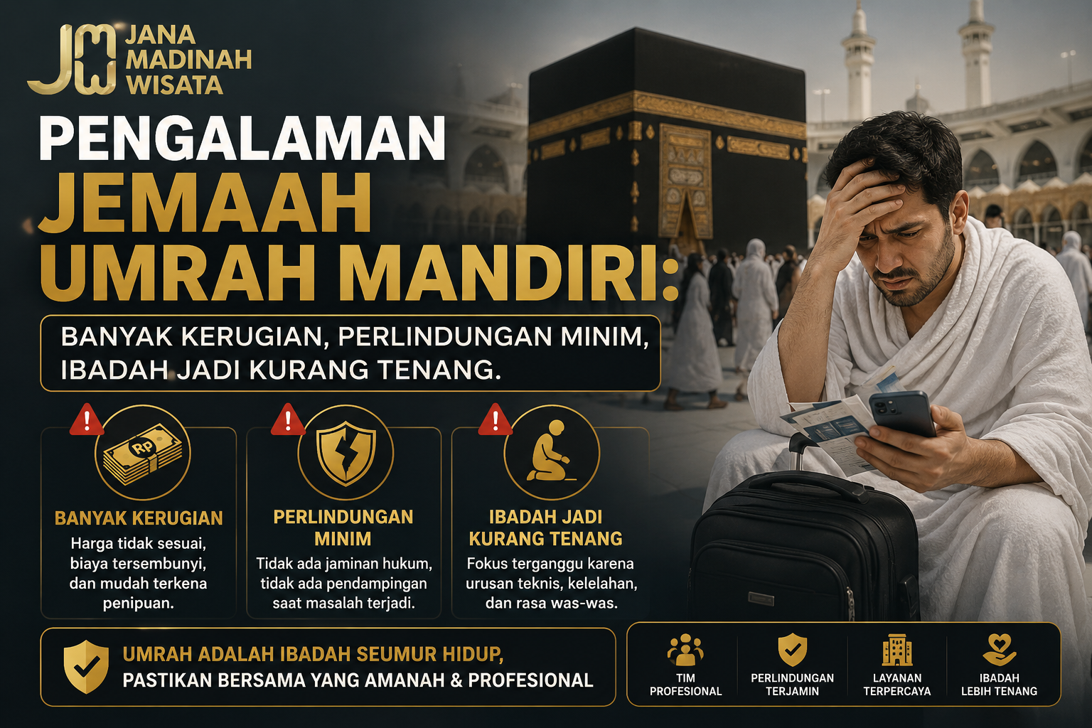 Pengalaman Jemaah Umrah Mandiri: Banyak Kerugian, Perlindungan Minim, Ibadah Jadi Kurang Tenang Pengalaman Jemaah Umrah Mandiri: Banyak Kerugian, Perlindungan Minim, Ibadah Jadi Kurang Tenang