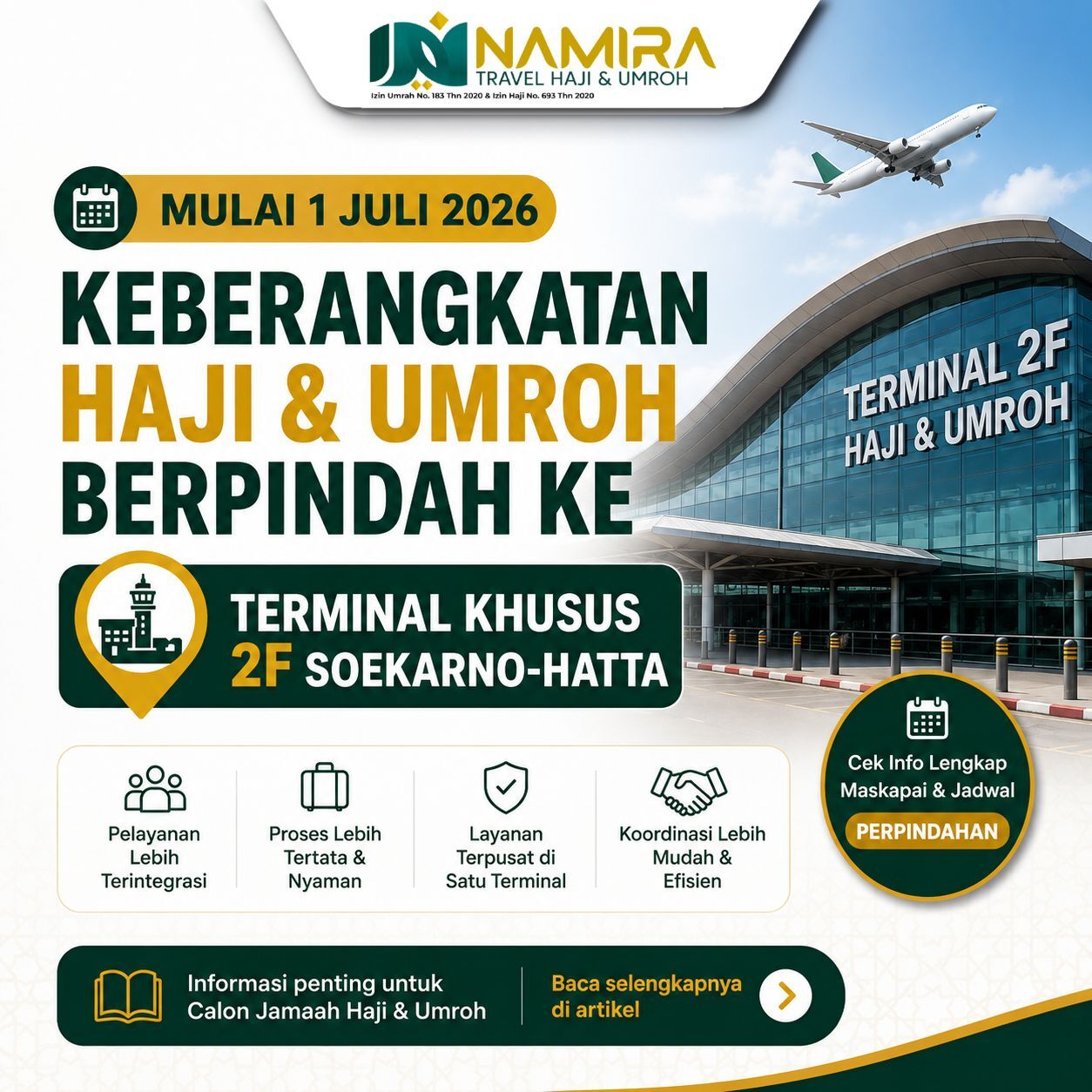 Mulai 1 Juli 2026, Keberangkatan Haji & Umroh Berpindah ke Terminal Khusus 2F Bandara Soekarno-Hatta Mulai 1 Juli 2026, Keberangkatan Haji & Umroh Berpindah ke Terminal Khusus 2F Bandara Soekarno-Hatta