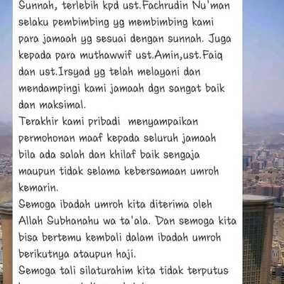 testimonial group keberangkatan Maret 2019 bersama ustadz Fachrudin Nu'man 2