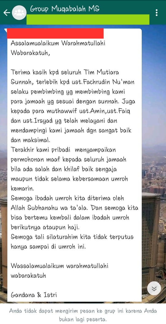 testimonial group keberangkatan Maret 2019 bersama ustadz Fachrudin Nu'man 2