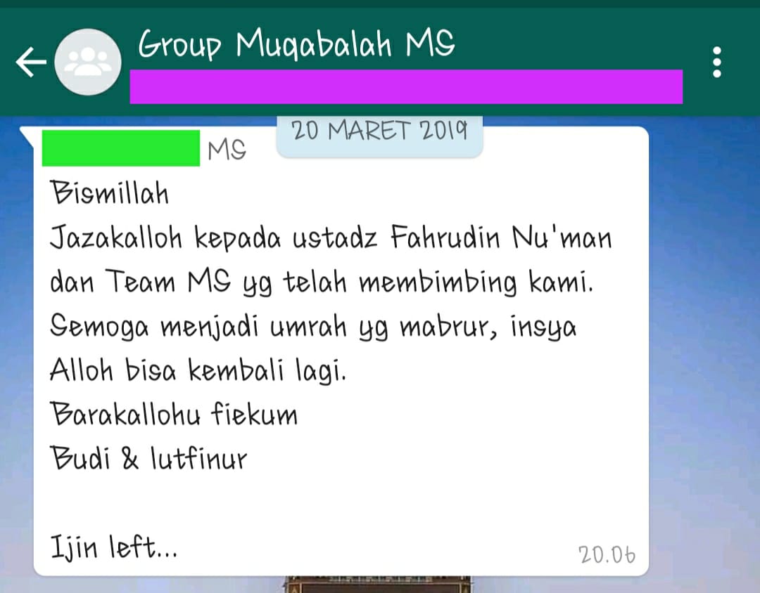 testimonial group keberangkatan Maret 2019 bersama ustadz Fachrudin Nu'man 3
