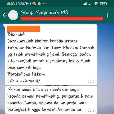 testimonial group keberangkatan Maret 2019 bersama ustadz Fachrudin Nu'man 6