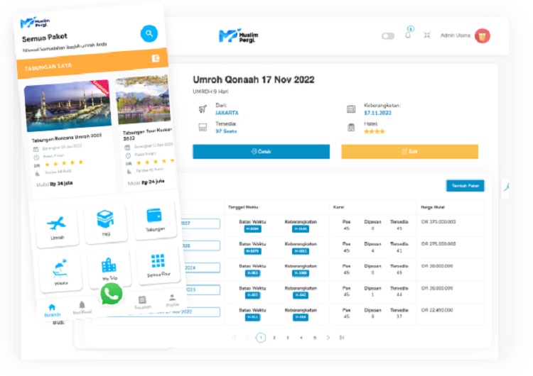 Menggunakan aplikasi travel umroh dari MuslimPergi, Sumber: muslimpergi.com