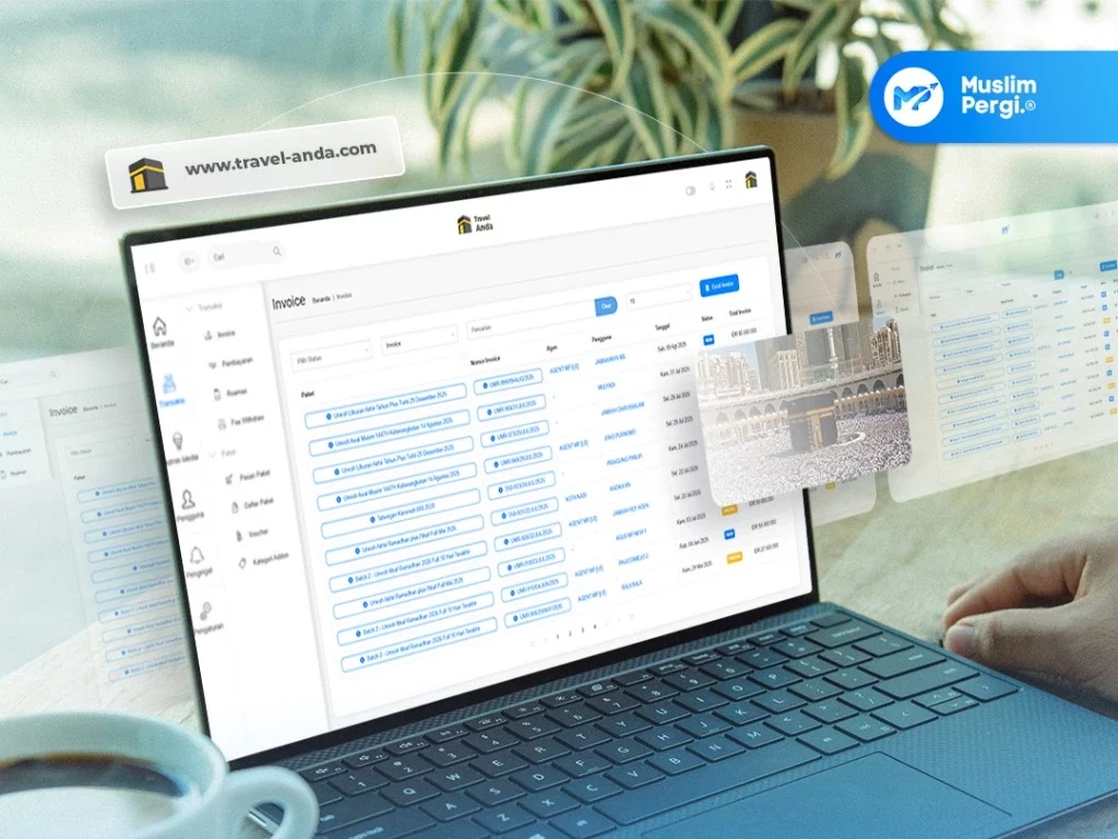 Tampilan sistem manajemen travel umroh berbasis cloud untuk biro perjalanan travel umroh