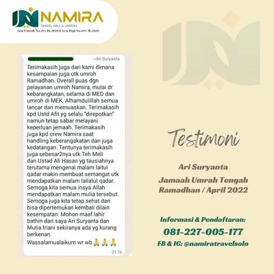 Testimoni Jamaah Umroh Ramadhan 2022 - Ari Suryanta