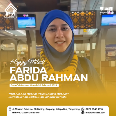 Ucapan Milad Jamaah Farida Abdu Rahman
