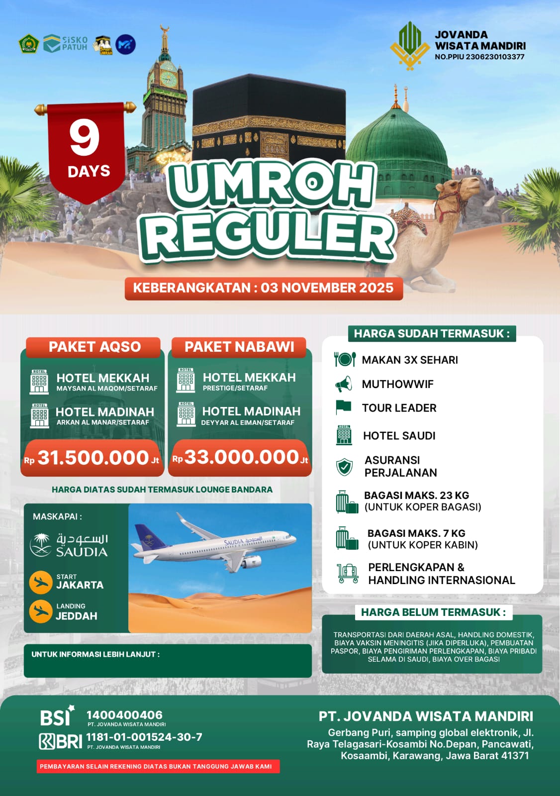 UMROH  03 NOVEMBER 2025 9 DAYS 
