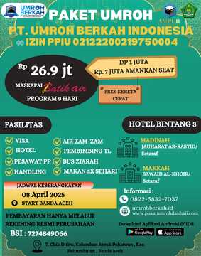 PAKET UMROH 9 HARI BANDA ACEH APRIL 2025 - PROMO