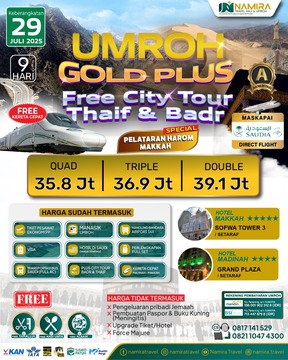 UMRAH GOLD PLUS CITY TOUR THAIF & BADR 29 JULI 2025