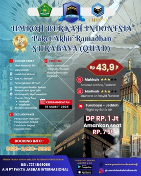 PAKET UMRAH LAILATUR QADAR 18 HARI SURABAYA 2025