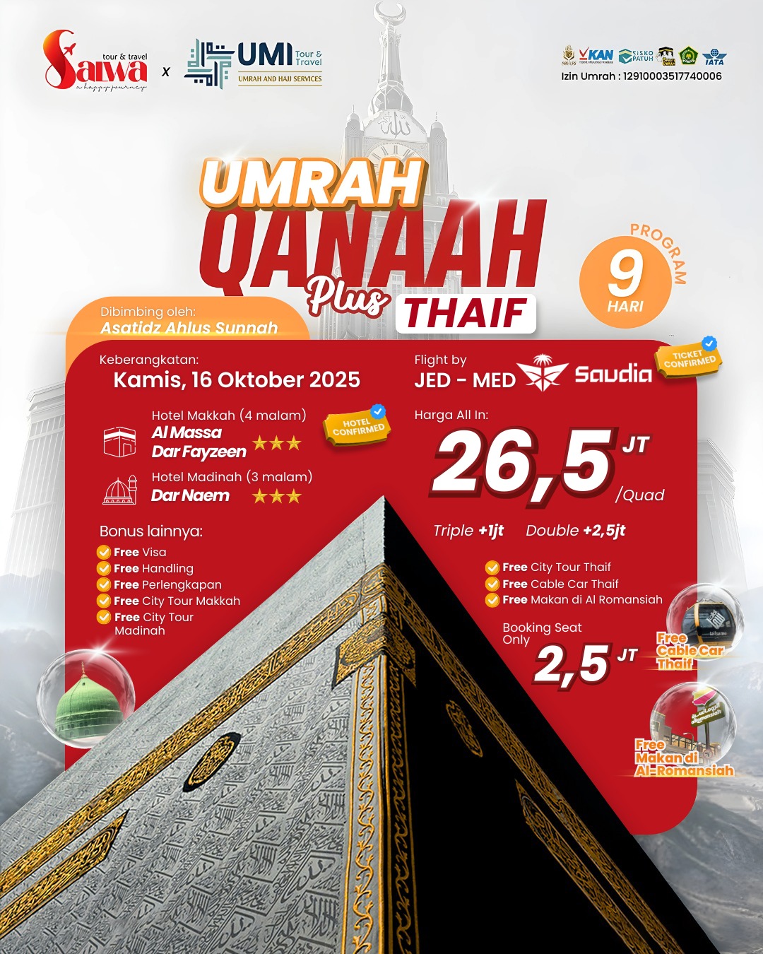 UMRAH QONAAH  PLUS THAIF 16 OKTOBER 2025