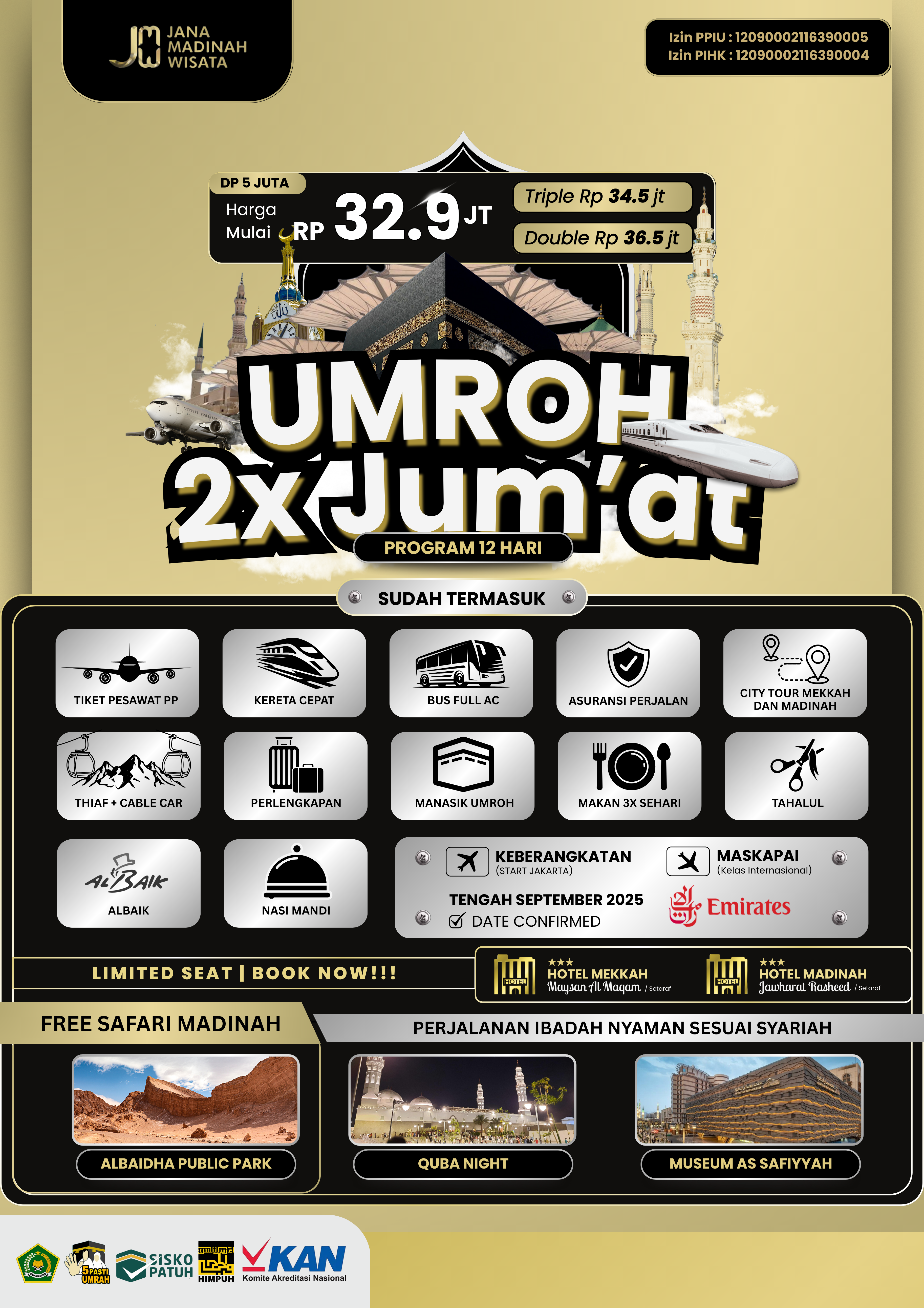 Umroh Plus Thaif & Quba Night 2x Jum'at 2025 M