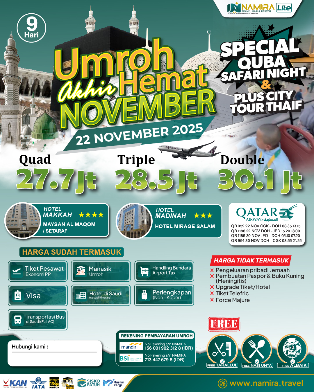  UMRAH 22 NOVEMBER 2025 (PLUS CITY TOUR THAIF)