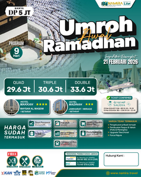 PAKET UMROH AWAL RAMADHAN 21 FEBRUARI 2026