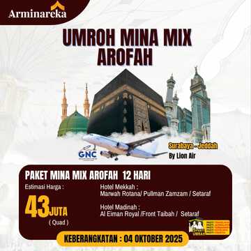 PAKET UMROH MINA MIX AROFAH 04 OKTOBER 2025 ARMINAREKA