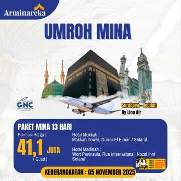 PAKET UMROH MINA 5 NOVEMBER  2025 13 HARI ARMINAREKA