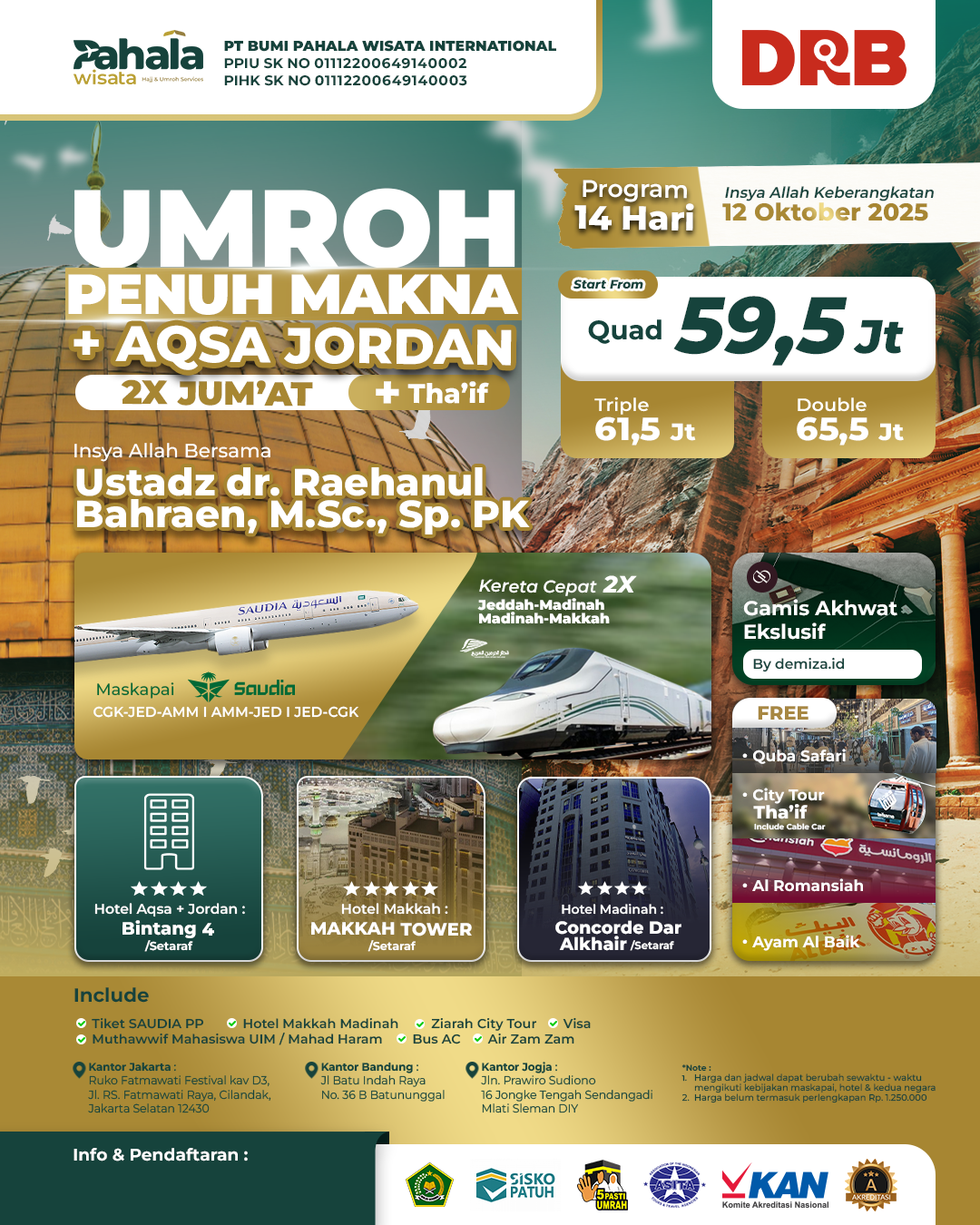 UMROH PENUH MAKNA 2X JUM'AT + AQSO JORDAN + THA'IF