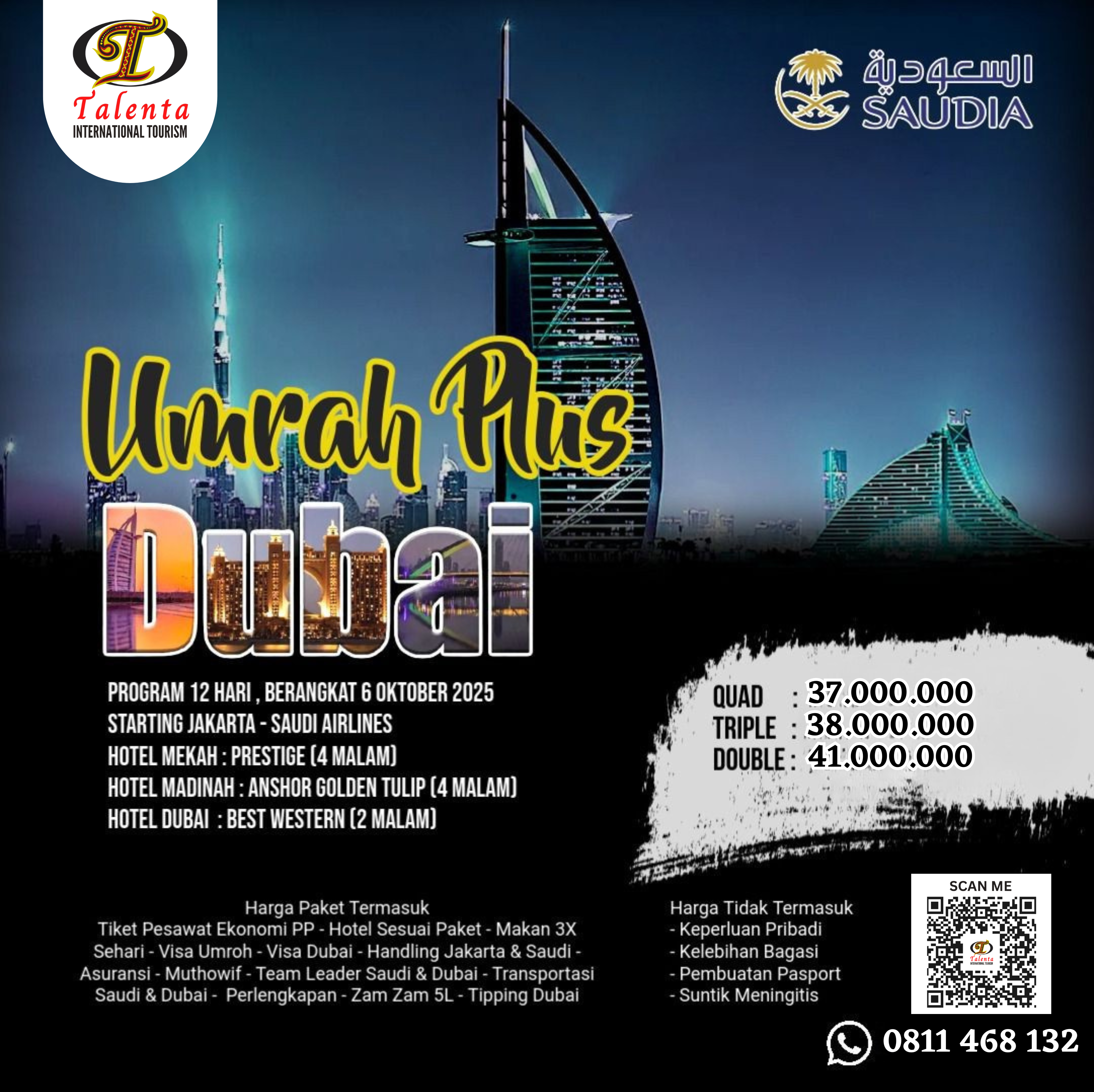 UMROH PLUS DUBAI PROGRAM 12 HARI BY SAUDIA AIRLINES