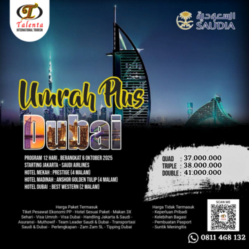 UMROH PLUS DUBAI PROGRAM 12 HARI BY SAUDIA AIRLINES