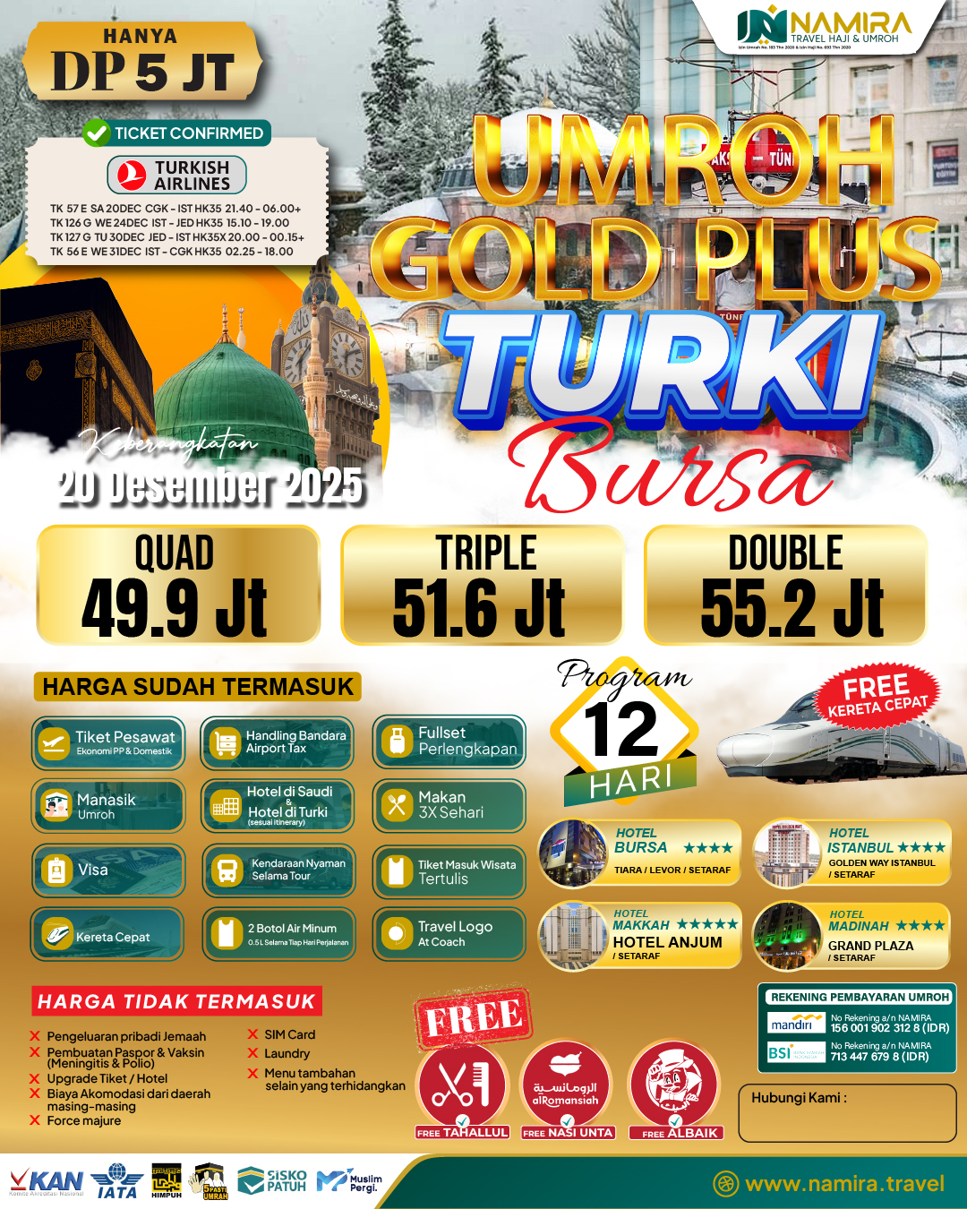 UMROH PLUS TURKI 20 DESEMBER 2025