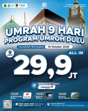 UMRAH 9 HARI PROGRAM UMRAH DULU