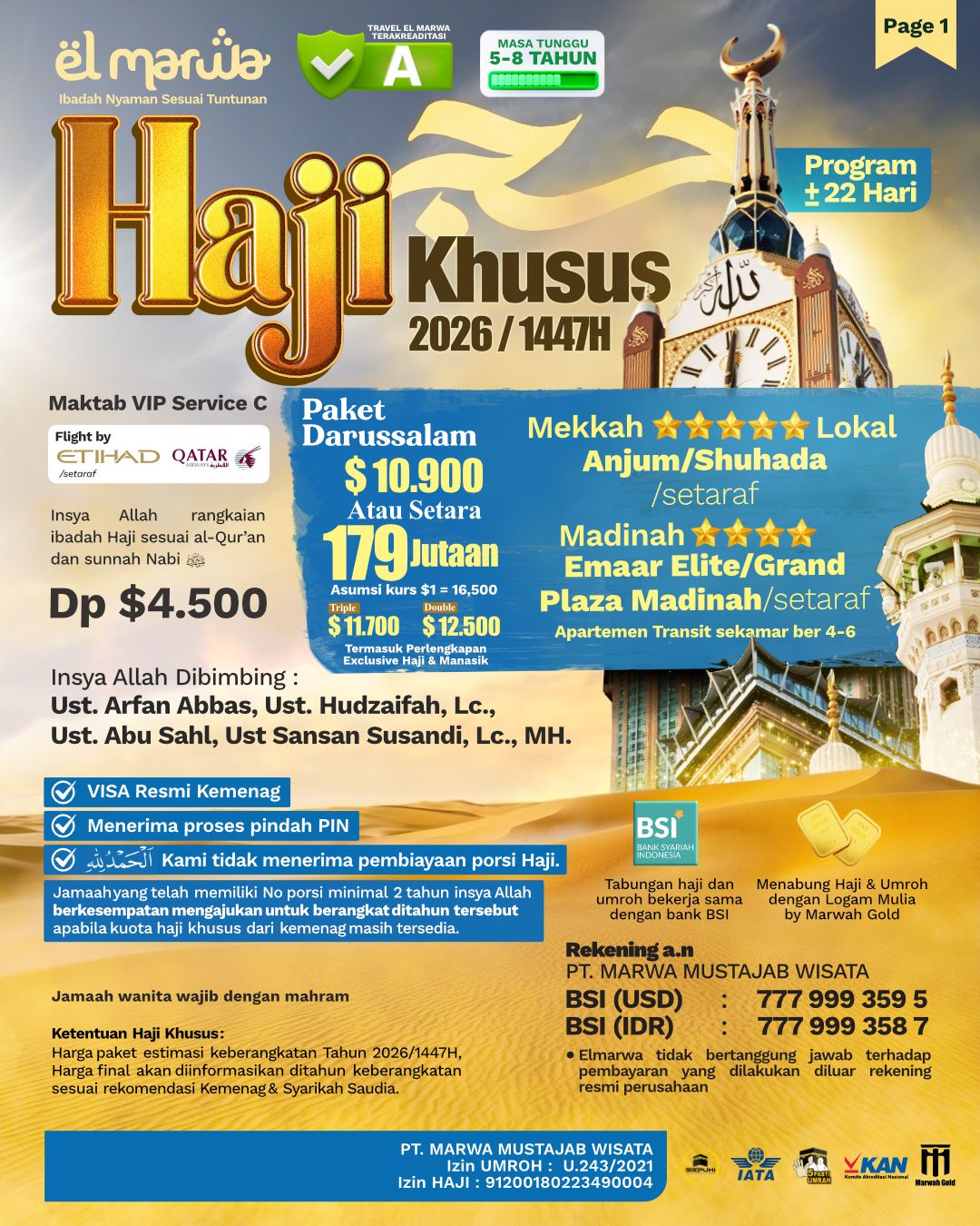 PAKET HAJI KHUSUS (DARUSSALAM)