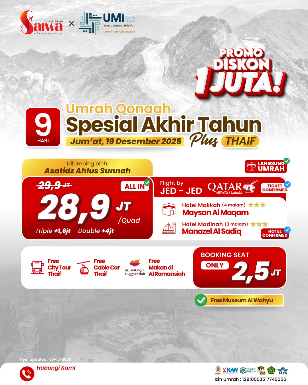 UMRAH QONAAH PLUS THAIF 19 DESEMBER 2025