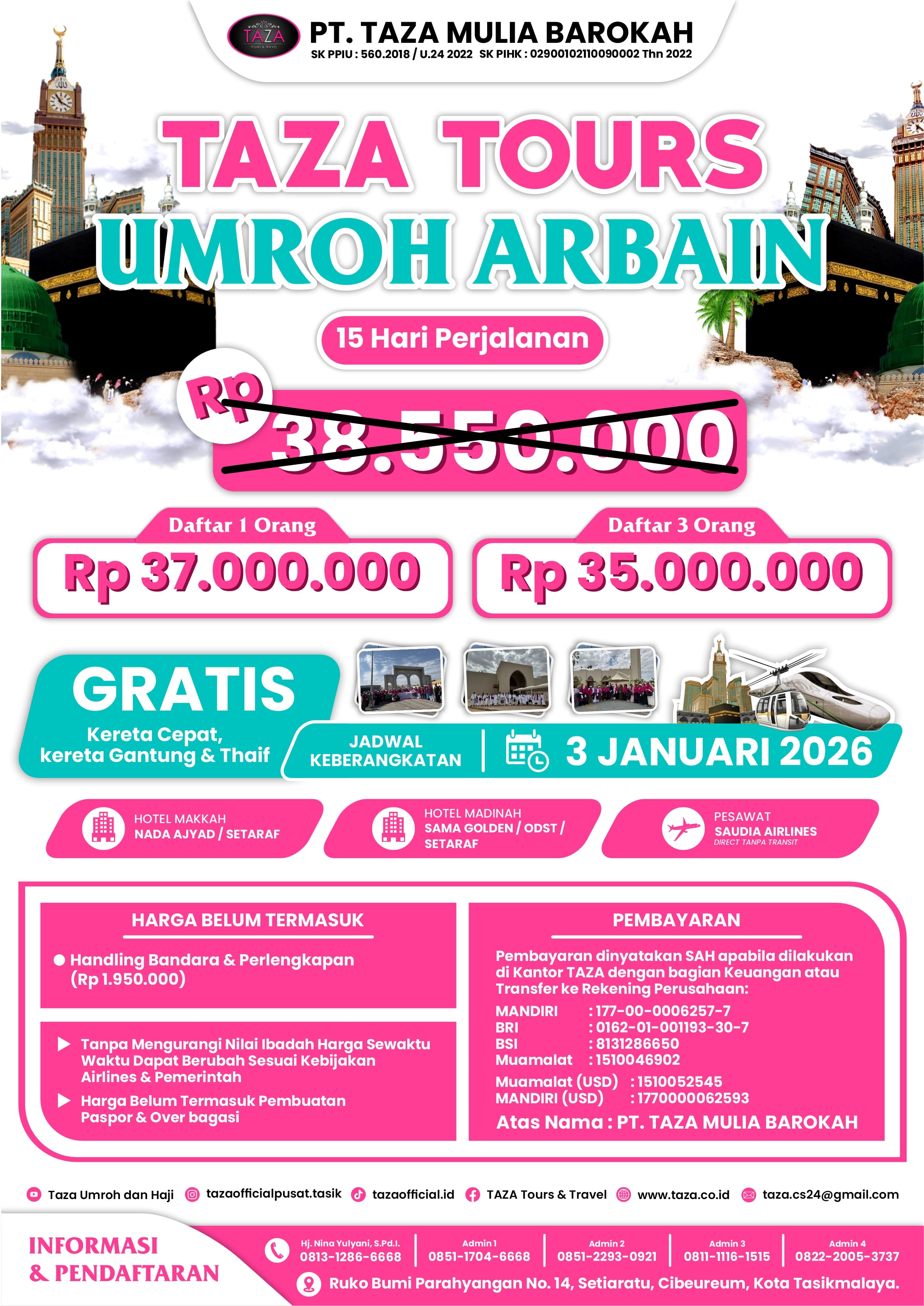 3 JAN 26 - UMROH ARBAIN 15 HARI PERJALANAN