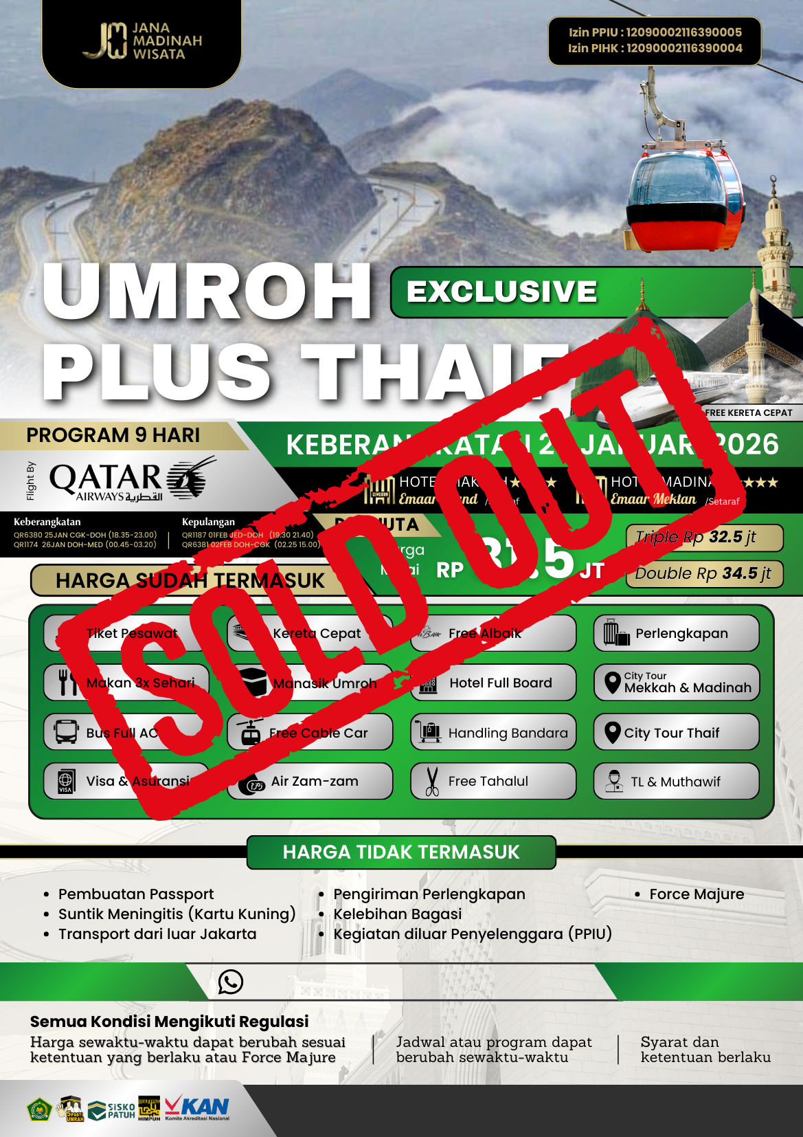 UMROH PLUS THAIF AKHIR JANUARI 2026 (EXCLUSIVE)