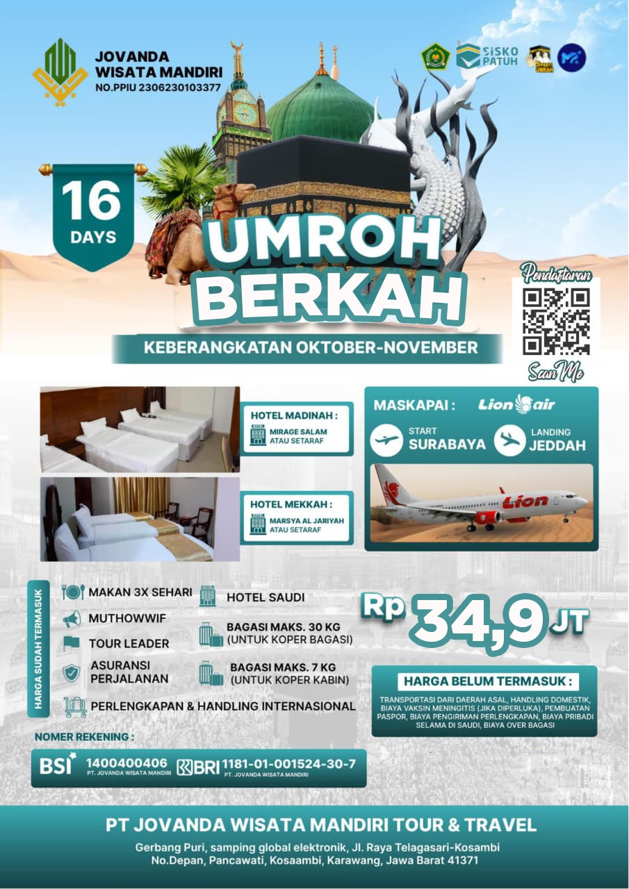 UMROH REGULER AQSO 27 OKTOBER 16 DAYS SURABAYA