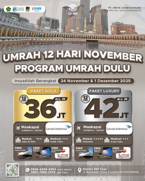 UMRAH 12 HARI NOVEMBER PROGRAM UMRAH DULU