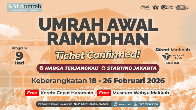 KALAumrah: Awal Ramadhan 18 Februari 2026 (9 Hari)