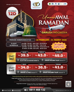 UMROH AWAL RAMADHAN 18 FEBRUARI 2026 PROGRAM 12 HARI BY GARUDA INDONESIA
