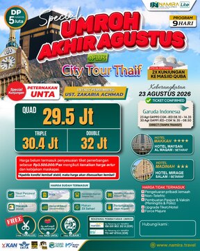 PAKET UMROH PLUS THAIF 23 AGUSTUS 2026
