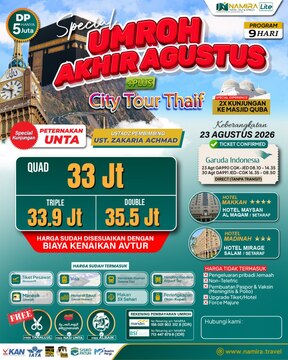 PAKET UMROH PLUS THAIF 23 AGUSTUS 2026