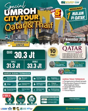 SPECIAL UMROH 07 NOVEMBER PLUS QATAR & THAIF