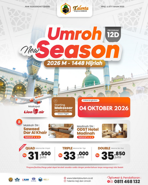 UMROH 04 OKTOBER 2026 NEW SEASON 1448H BY LION AIR
