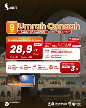 UMRAH QONAAH PLUS THAIF 9 HARI 27 JUNI 2026 