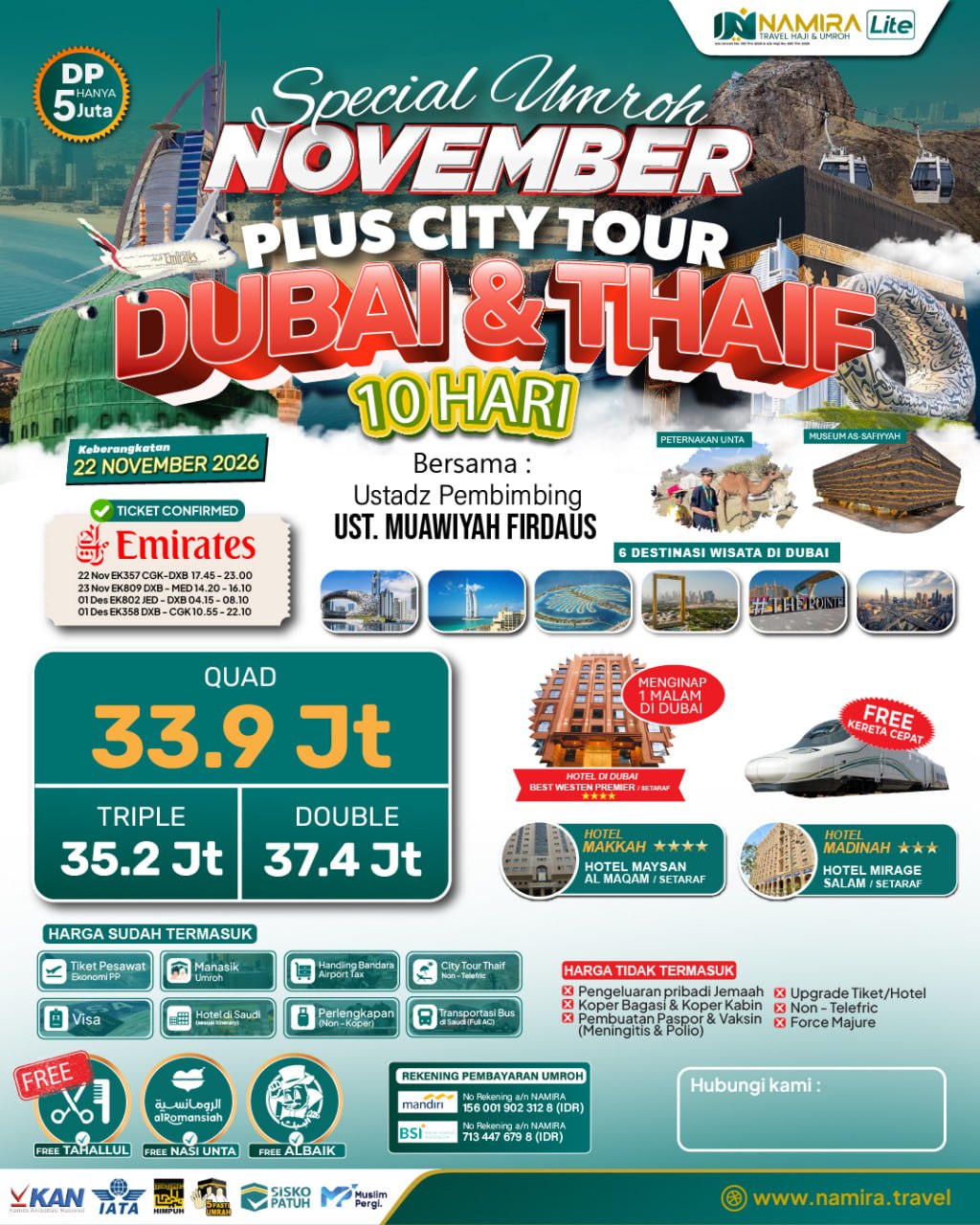 SPECIAL UMROH PLUS DUBAI 22 NOVEMBER 2026