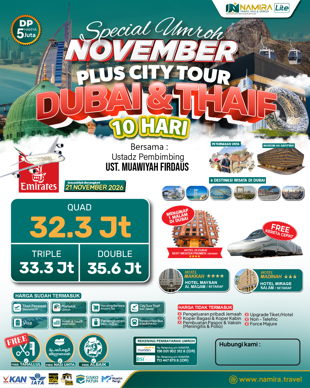 SPECIAL UMROH PLUS DUBAI 21 NOVEMBER 2026