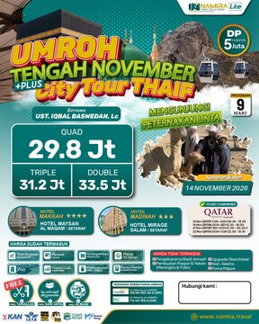 PAKET UMROH PLUS THAIF 14 NOVEMBER 2026