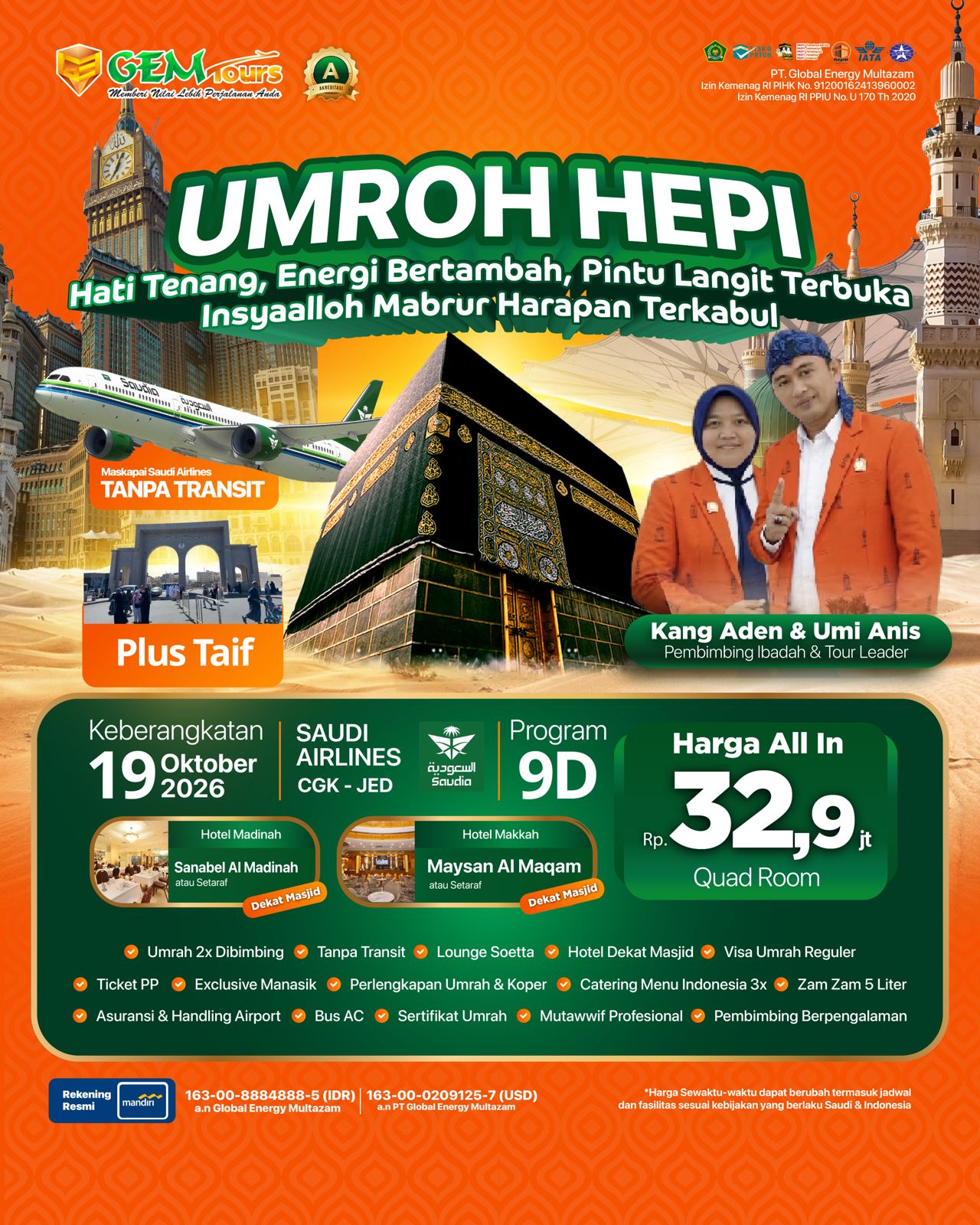 19 OKTOBER 2026 " UMRAH HAPPY PLUS TAIF"