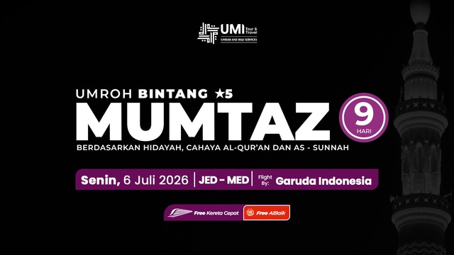 UMROH BINTANG 5 9 HARI PAKET MUMTAZ 6 JULI 2026