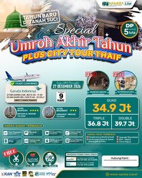 PAKET UMROH 27 DESEMBER 2026 PLUS THAIF