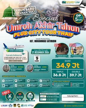 PAKET UMROH 27 DESEMBER 2026 PLUS THAIF
