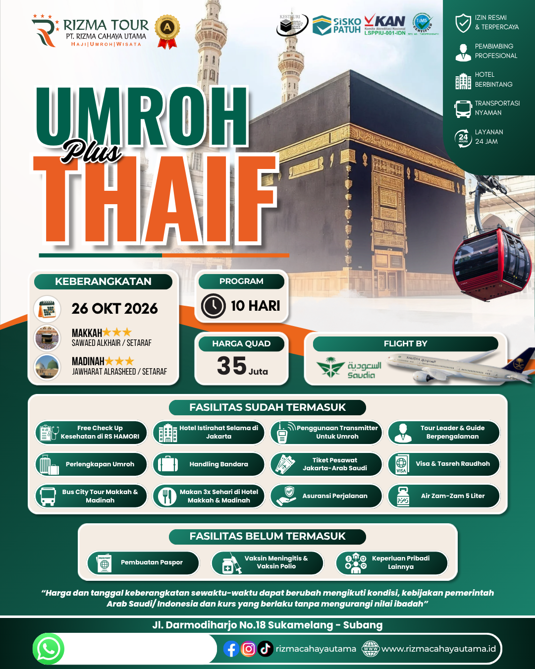 Umroh Plus Thaif 26 Oktober 2026
