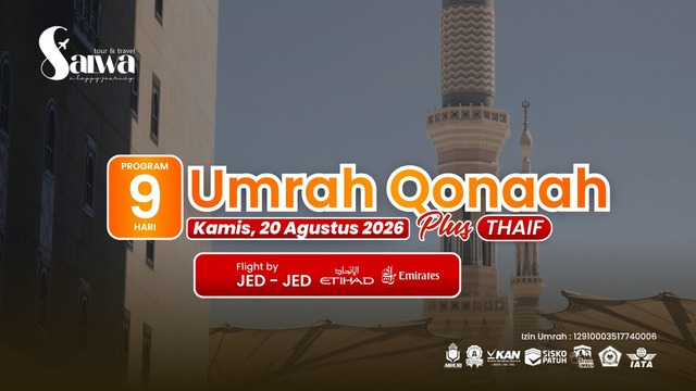 UMRAH QONAAH PLUS THAIF 9 HARI 20 AGUSTUS 2026