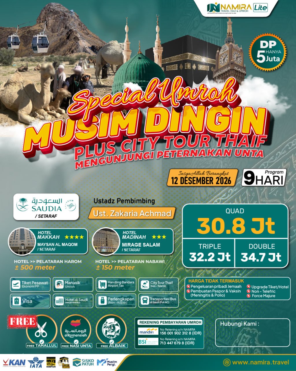 SPECIAL UMROH PLUS THAIF 12 DESEMBER 2026 